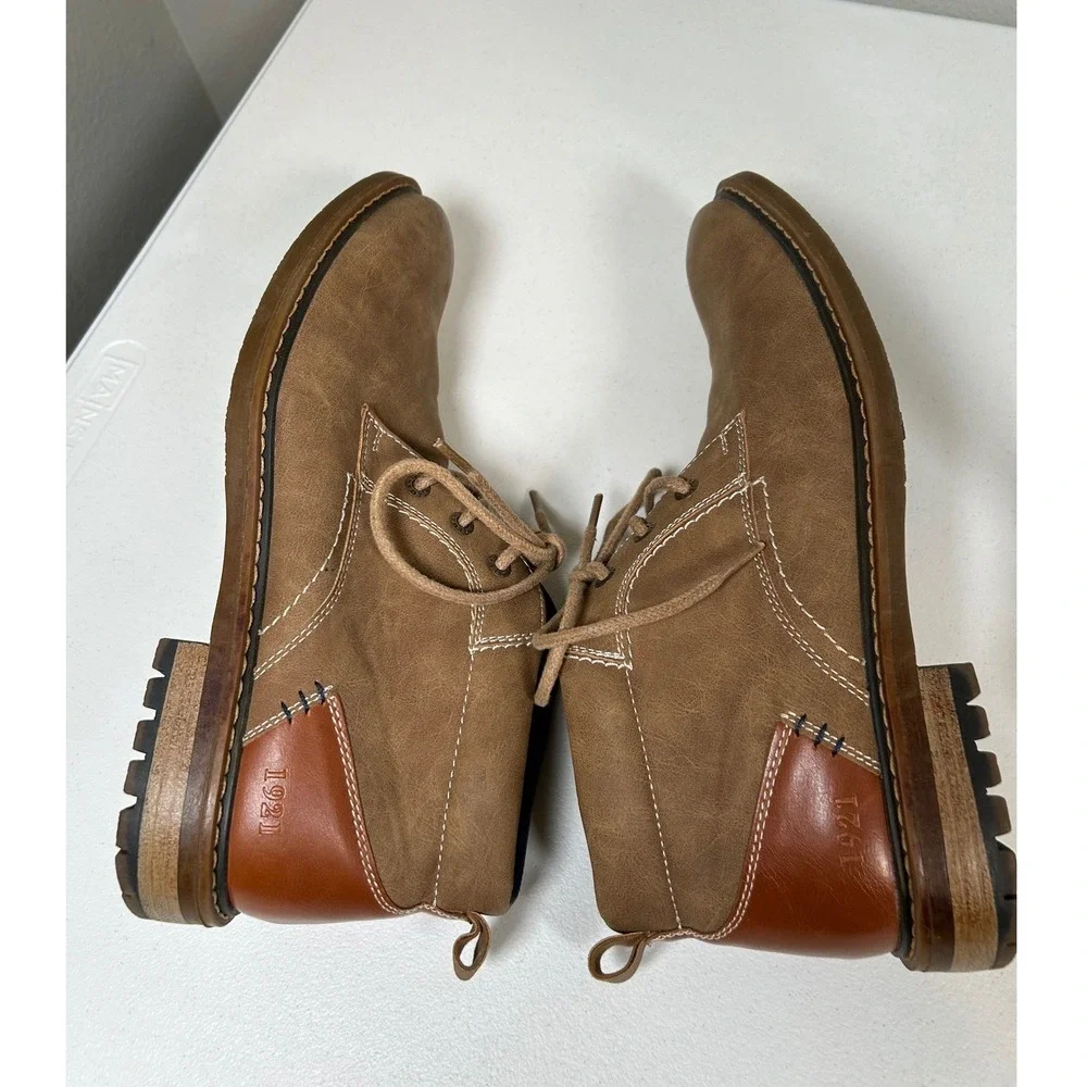 Freeman Hector Chukka Boots Men's Size 9 Brown Faux Leather Memory Foam Shoes
